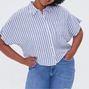 Forever 21 Striped Linen Shirt Size 0X